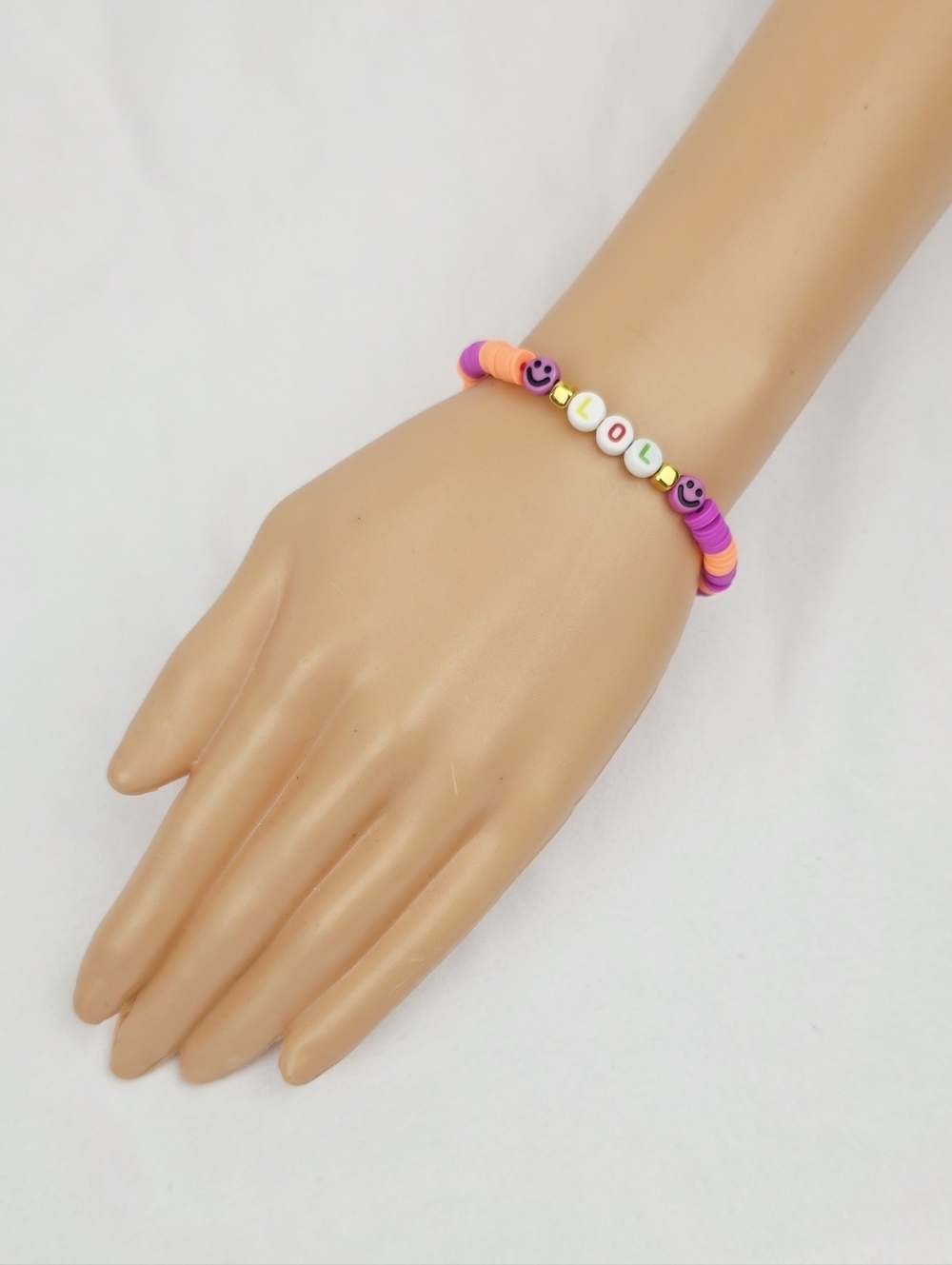 Handmade Clay Bead Smiley Face LoL Bracelet